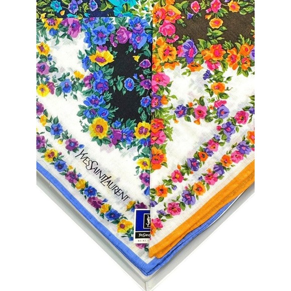 NIB Vintage Yves Saint Laurent YSL Floral Handkerchiefs 3pc Set - Picture 6 of 8